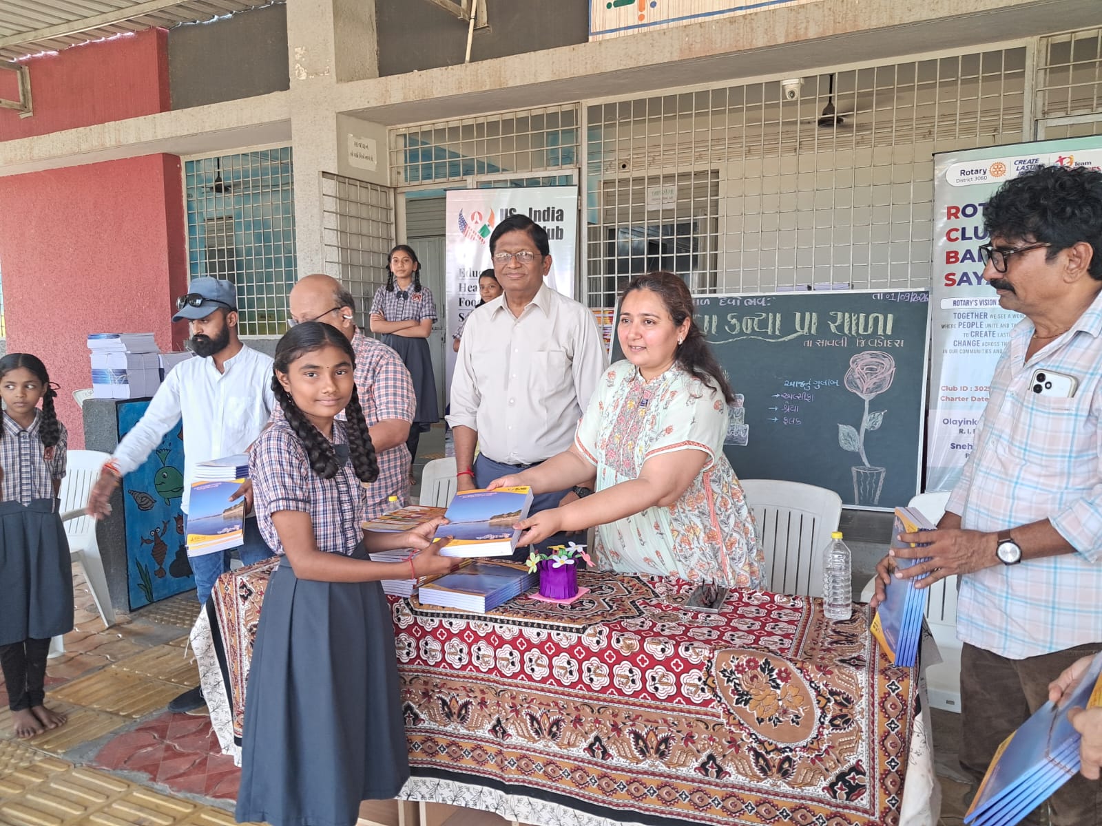 Notebook distribution at Bhadrva Kanya Shala